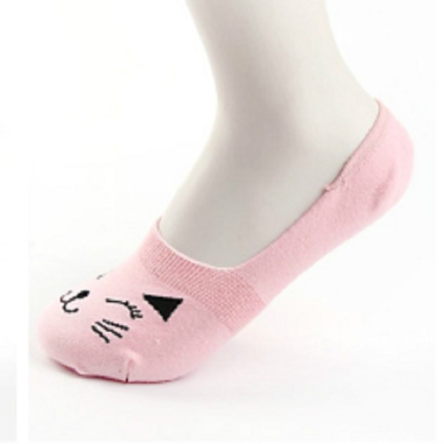 

Cartoon Cat Cotton Invisible Socks Shallow Mouth Silicone Sailboat Socks, Size:One Size(Pink)