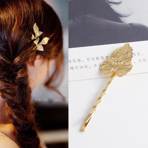 

2 PCS Best Gift for Women Hair Clip Bright Hairpin Simple Hair Styling Accessories(Gold Maple leaf)