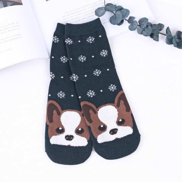 

Warm Sweet Cartoon Puppy Tube Socks, Size:One Size(Dark Green)