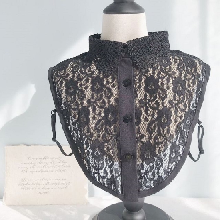 

Black Women Autumn and Winter Lace Wild Fake Collar Shirt Decoration Collar, Style:B