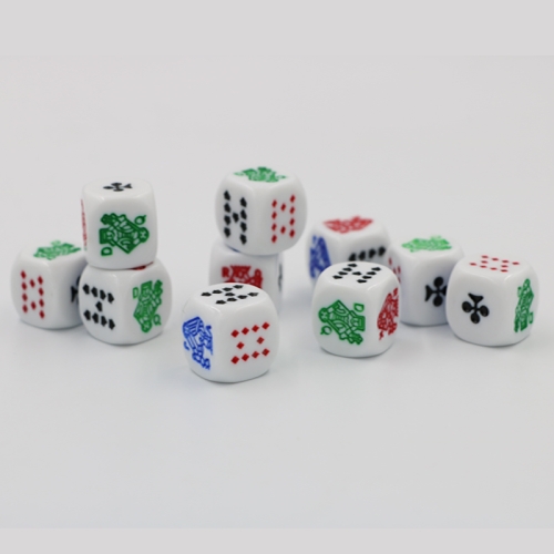 

10 PCS Acrylic Carved Round Corner Poker Dice Bar Family Party Game Props(White)