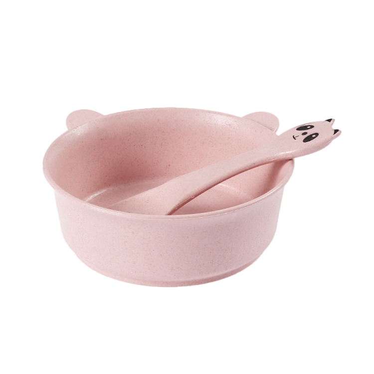 

Cartoon Panda Wheat Straw Tableware Set(Pink)