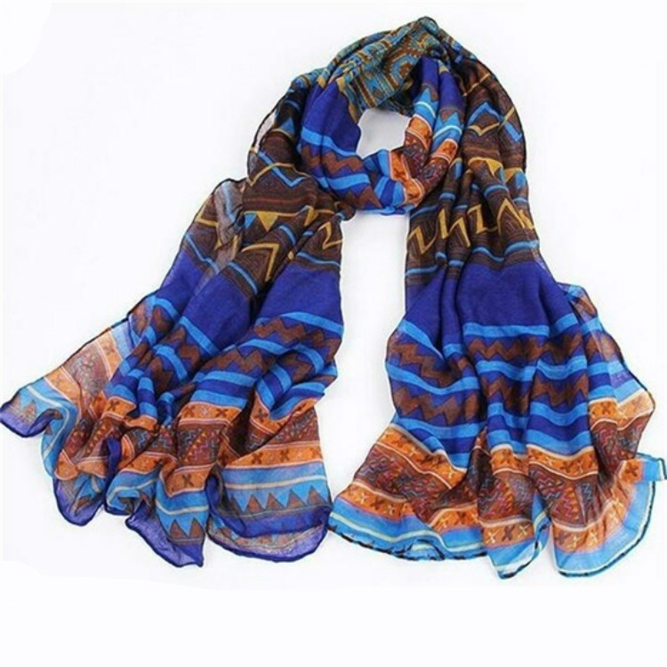

Ethnic Style Geometric Pattern Print Scarf Large Shawl, Size:170 x 60cm(Blue)