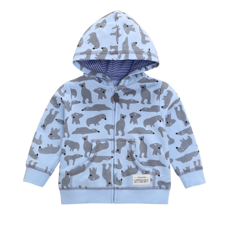 

Candy Color Hooded Zipper Jacket Girls Sweatshirt(Blue Bear)