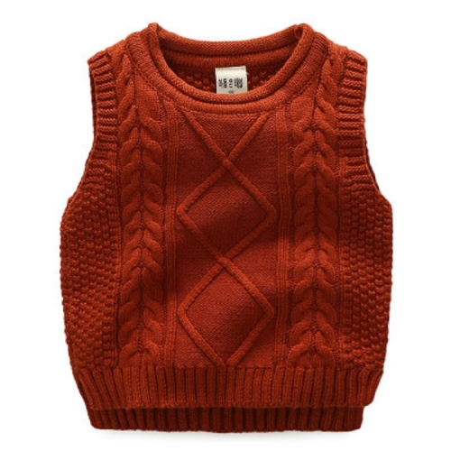 

Spring and Autumn Children Knitting Thick Needle Bow-knot Sweater Vest, Height:100cm(Orange)