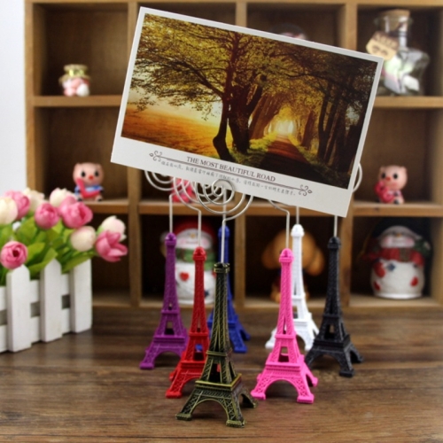 

Mini Eiffel Tower Shape Desktop Statue Information Notecard Holder Photo Clip Home Art Deco Gift, Random Color Delivery