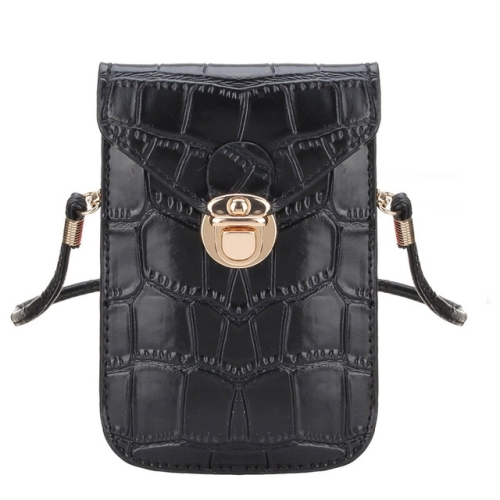 

Mobile Phone Mini Bags Small Clutches Shoulder Bag Crocodile Leather(Black)