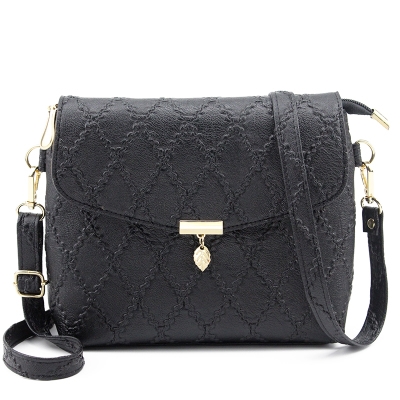

Small Handbags Women Leather Shoulder Mini Crossbody Bag Long Strap Clutch(Black)