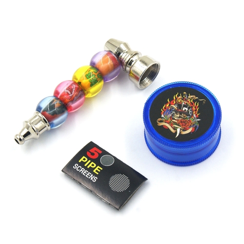 

Metal Pipe Smoke Grinder Set Random Color Delivery