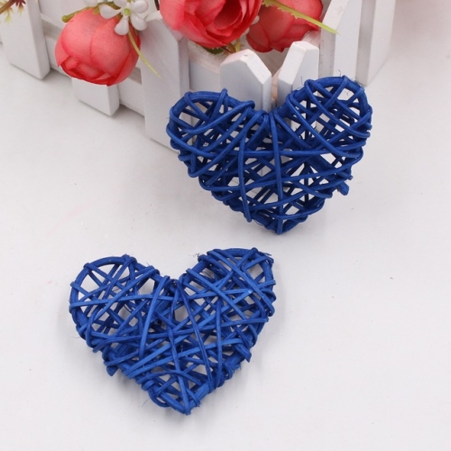 

5 PCS 6cm Artificial Straw Ball DIY Decoration Rattan Heart Christmas Decor Home Ornament(Dark Blue)