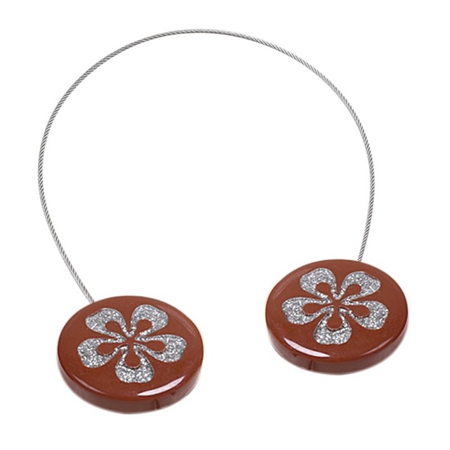 

2 PCS Simple Modern Magnet Wire Curtain Buckle Magnetic Free Installation Curtain Strap Tie Wire Curtain Hook(Coffee)