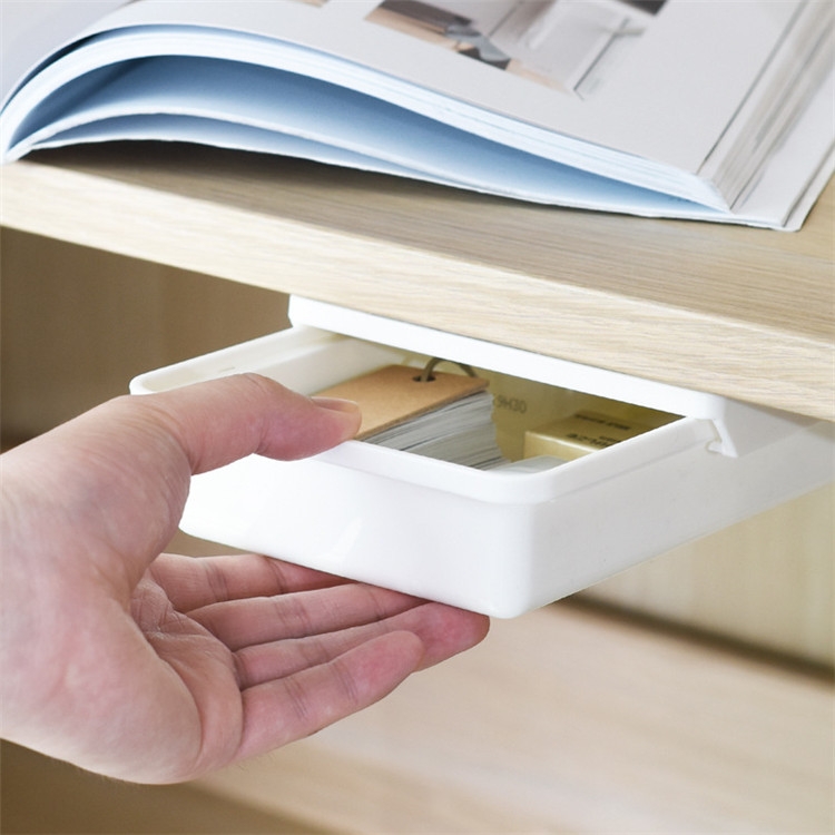

Hidden Desktop Stationery Storage Box Creative Office Desk Bottom Stick Pen Holder, Size:Small
