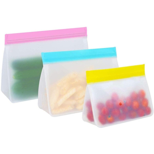 

2 Sets PEVA Food Bags Reuse Three-dimensional Thickened Storage Sealed Fresh-keeping Bags, Random Color Delivery