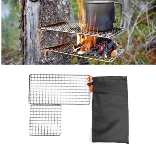 

Outdoor Camping Pot Rack Square 304 Stainless Steel Barbecue Mesh Simple Wood Fire Stove Barbecue Grill