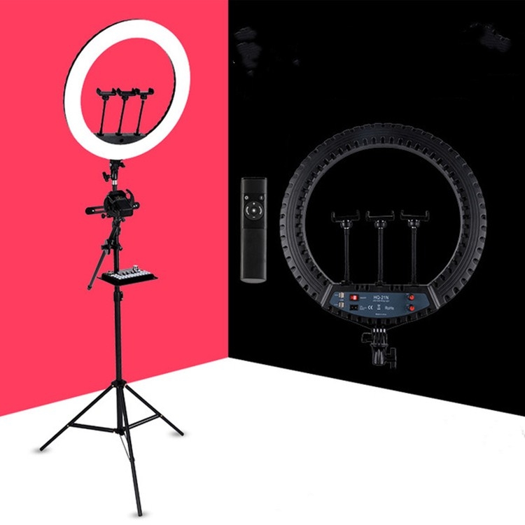 

HQ-21N 21 inch 52.5cm LED Ring Vlogging Photography Video Lights Kits with Remote Control & Phone Clamp & 2.1m Tripod Mount, EU Plug