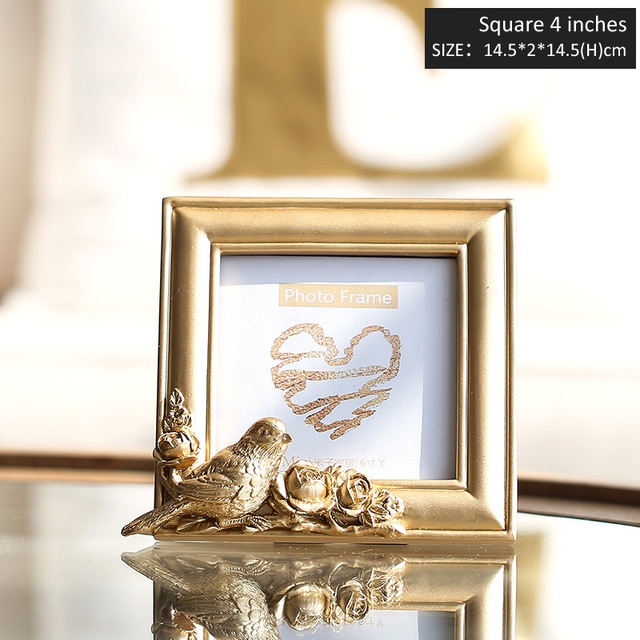 

Elegant Bird Decor Picture Frame Royal Style Home Decoration, Color:Square 4 inch