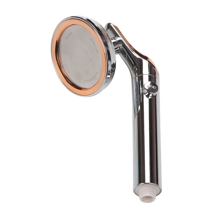 

Universal Pressurized One-touch Water Stop Hand Shower Head, Color:Silver Color Gold