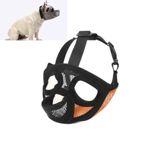 

Pet Bulldog Mouth Cover Mask Pet Supplies，Tongue Out Version, Size:XS(Orange)