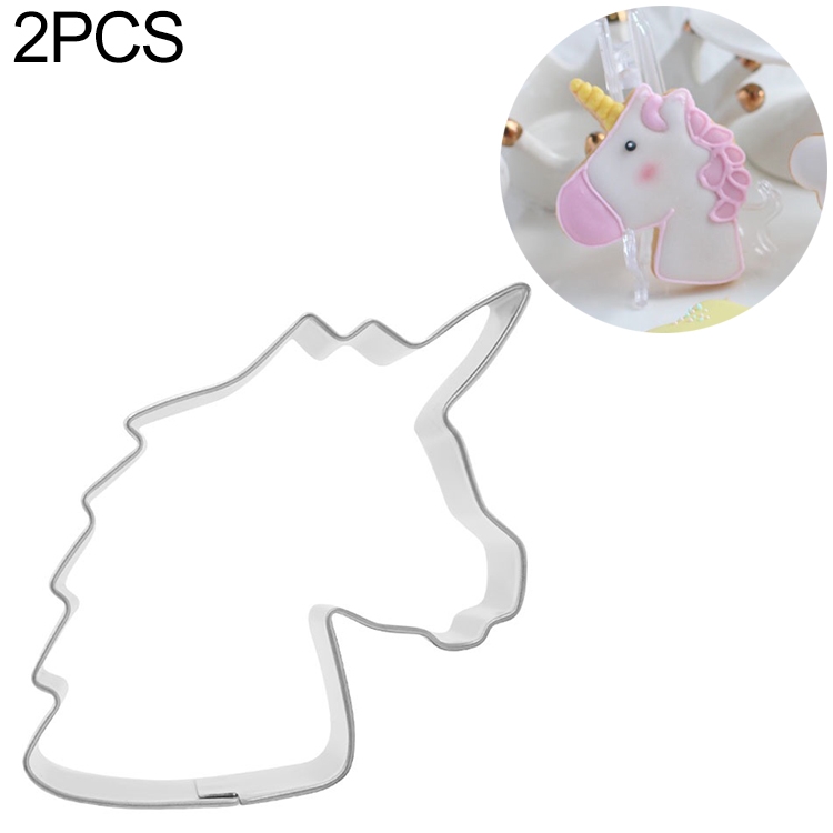 

2 PCS Unicorn Head Shape Cookie Cutter Stainless Steel Biscuit Mould