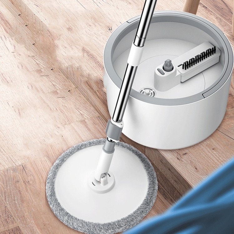 

Single Bucket washing And Spinning Rotary Mop, Color:White