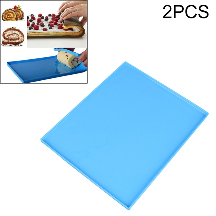

2 PCS Non-stick Cake Pad Swiss Roll Pad Baking Tools For Cakes Silicone Mat(Blue)
