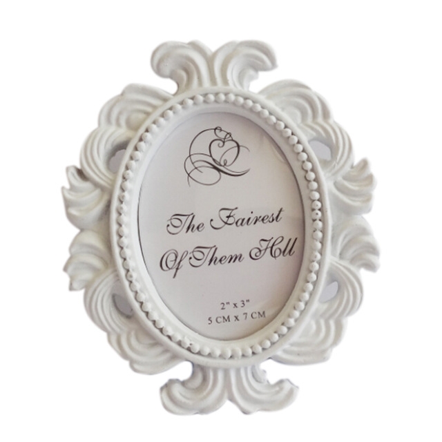 

2 PCS Floral Photo Round Picture Frame Holder Wedding Home Decor(White)