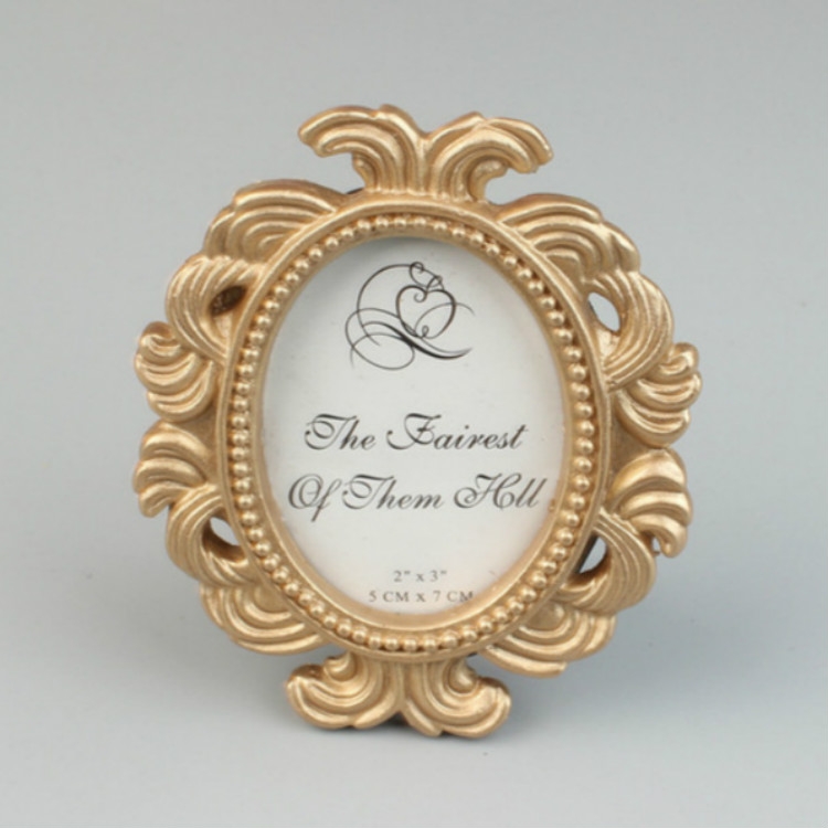 

2 PCS Floral Photo Round Picture Frame Holder Wedding Home Decor(Gold)