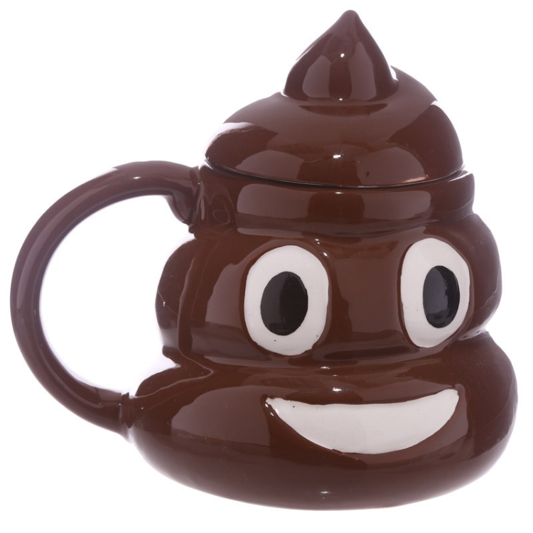 

Funny Poop Ceramic Mug Cartoon Smiley Coffee Milk Mug Porcelain Water Cup with Handgrip Lid