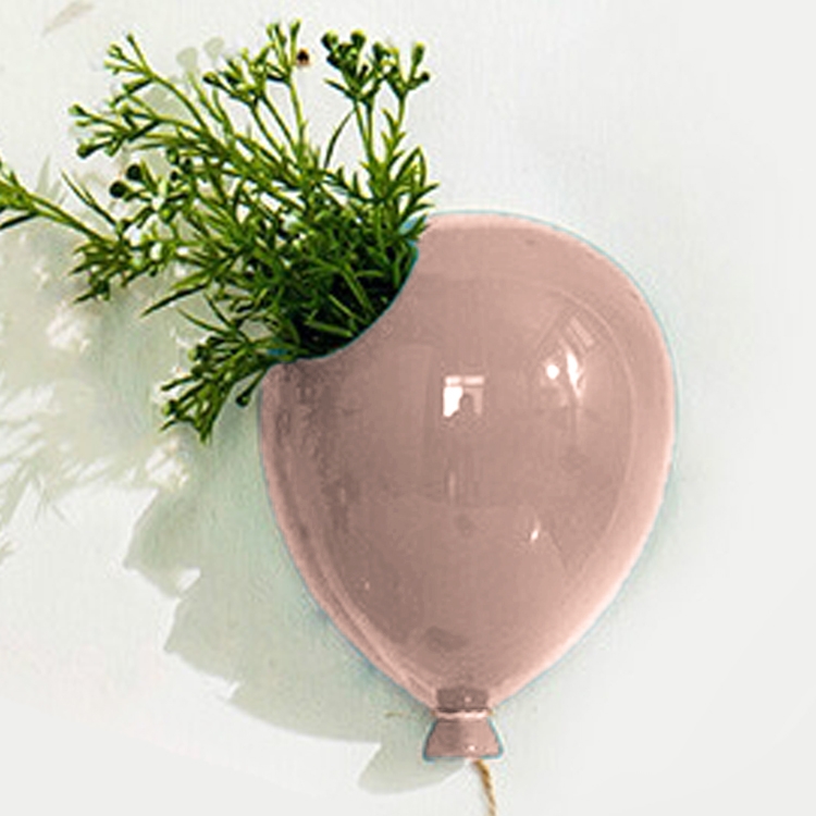 

2 PCS Creative Ceramic Balloon Wall Hanging Flower Pot Children's Room Wall Hanging Flower Vase Home Wall Decoration, Size:Large(Pink)