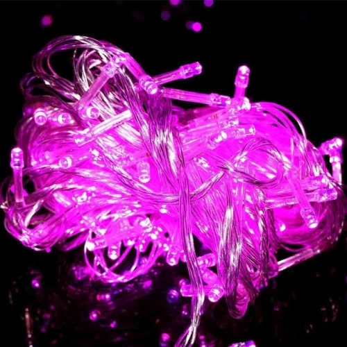 

50M LED String Lights Christmas New Year Garland Decoration for Street Room House Garden Outdoor Use DIY Decor EU US Plug in, Wattage:50M 400LEDS(Pink)