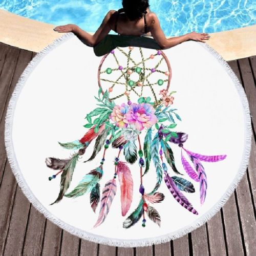 

Dream Catcher Pattern Round Polyester Beach Towel with Tassel, Size:150 x 150cm(As Picture)