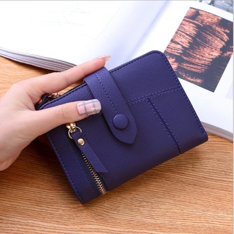 

Women Two-folding Wallet Multi-function Clutch Bag Small Wallet(Dark Blue)