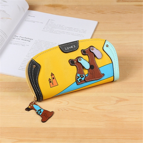 

Cute Stitching Puppy Zipper Wallet Long Clutch Bag Ladies Wallet(Yellow)