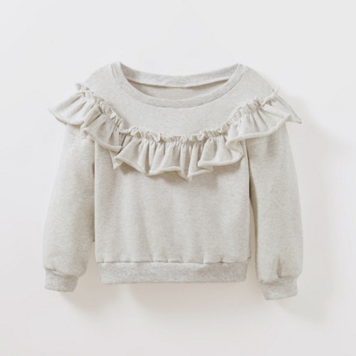 

Spring and Autumn Girls Cotton Long-sleeved Ruffled Sweatshirt, Height:80cm(Grey)