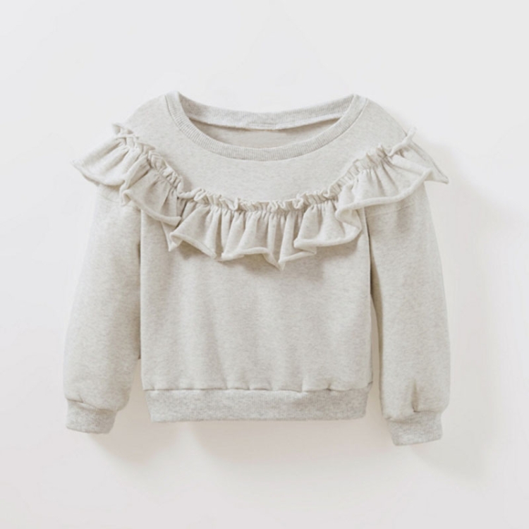 

Spring and Autumn Girls Cotton Long-sleeved Ruffled Sweatshirt, Height:86cm(Grey)