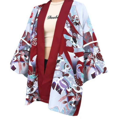 

Harajuku Style Printed Kimono Sun Protection Clothing Cardigan Coat, Size:One Size(As Show)