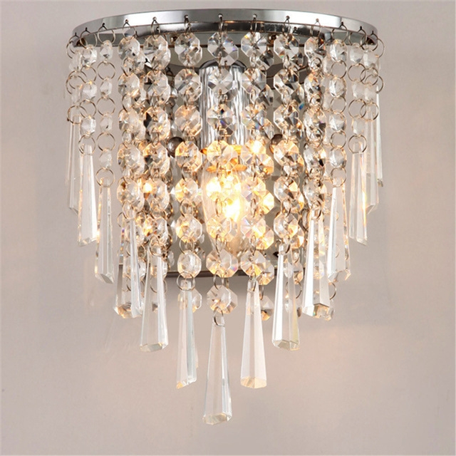 

Simple Modern Crystal Bedroom Bedside Background Wall Light(Silver)