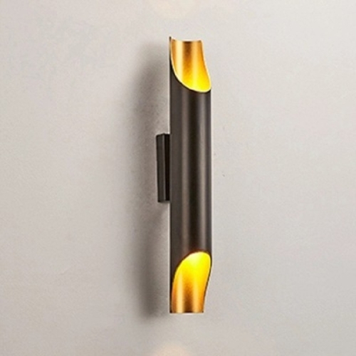 

warm light Modern Wall Lamp LED Aluminum Alloy Pipe Lighting, Style:Single-tube Black