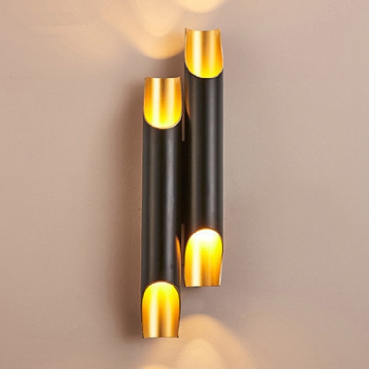 

White light Modern Wall Lamp LED Aluminum Alloy Pipe Lighting, Style:Double-tube Black