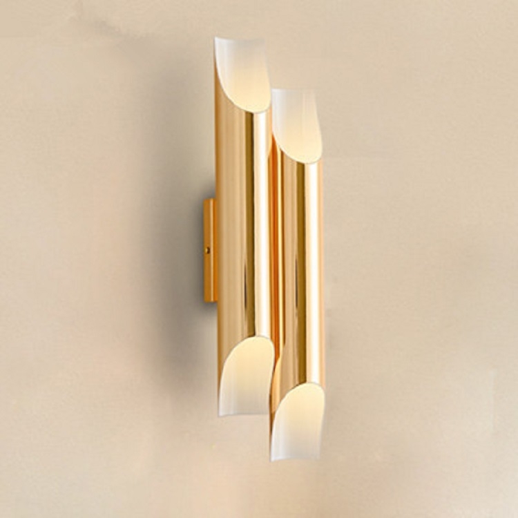 

warm light Modern Wall Lamp LED Aluminum Alloy Pipe Lighting, Style:Double-tube Gold