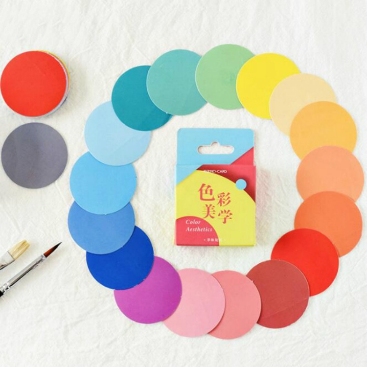 

2 PCS Color Aesthetics Stickers Colour Circular Stickers Hand Account Photo Album DIY Decorative Seal Stickers