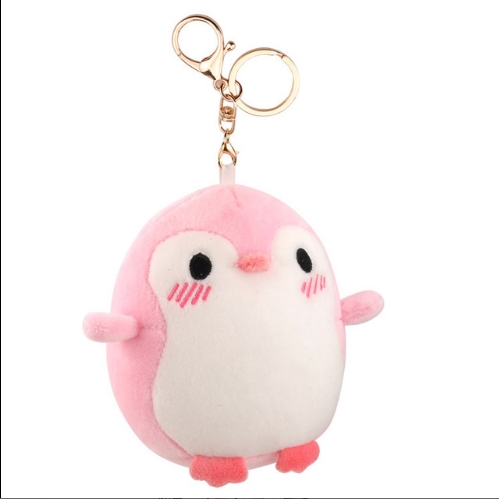 

3 PCS Ice Island Plush Keychain Cartoon Soft Kawaii Penguin Bear Stuffed Pendant Doll(Pink penguin)