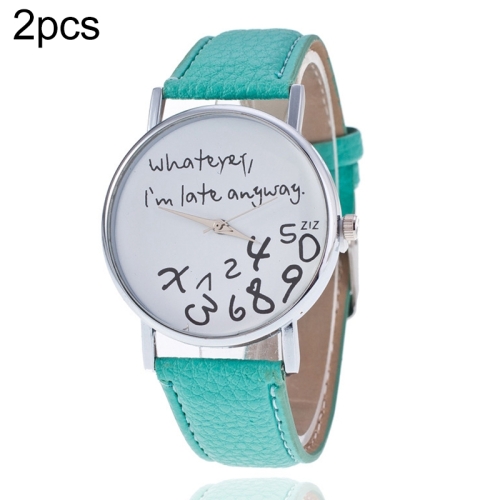 

Alphabet Number Pattern Leather Strap Watch(Green)