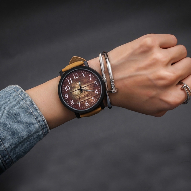 

Waterproof Retro PU Leather Strap Quartz Watch(Coffee Band Wooden Dial)