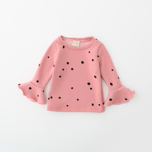 

Spring and Autumn Wave Point Trumpet Sleeve Sweater Girls Clothes, Height:86cm(Lotus)