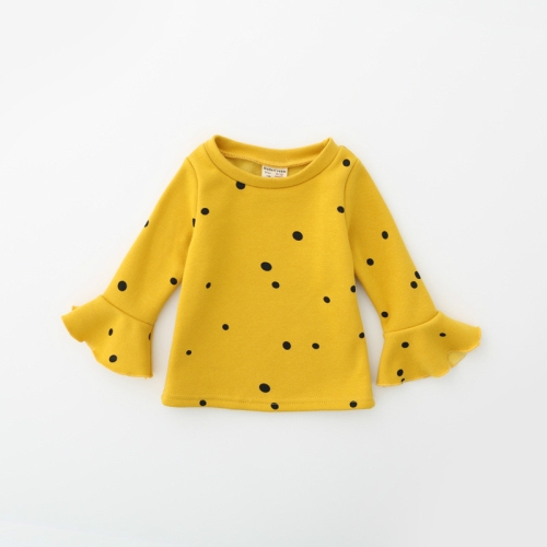 

Spring and Autumn Wave Point Trumpet Sleeve Sweater Girls Clothes, Height:92cm(Ginger Yellow)