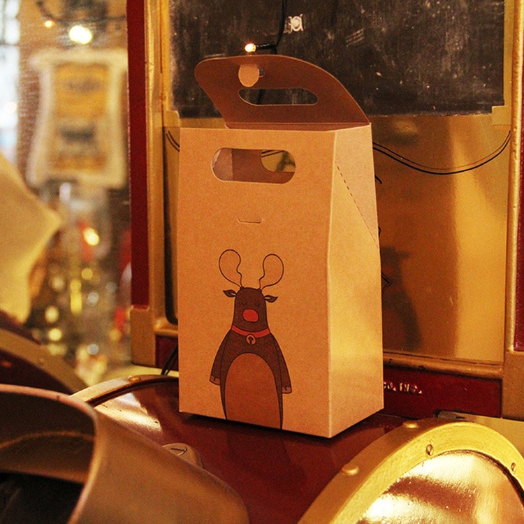 

5 PCS Christmas Cartoon Cute Christmas Candy Kraft Paper Gift Bag Tote(Elk)