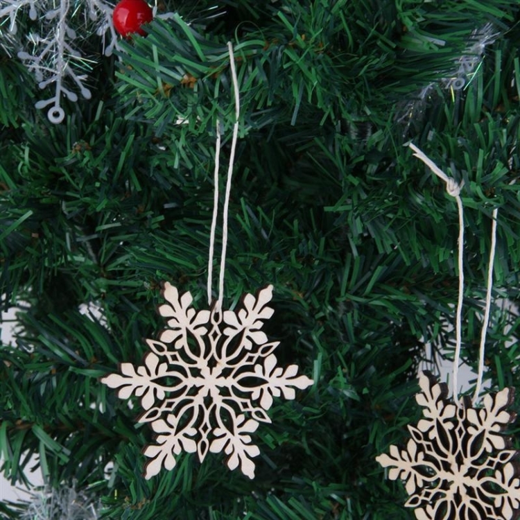 

20 PCS Merry Christmas Snowflake Christmas Tree Wooden Ornaments