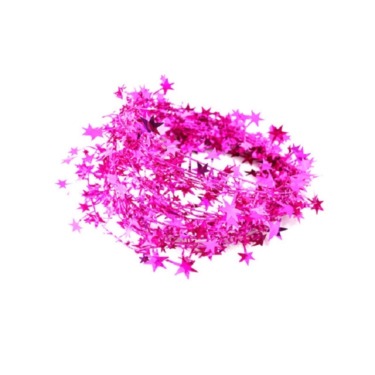 

5m Christmas Rattan Five-pointed Star Color Christmas Decoration(Rose Red)
