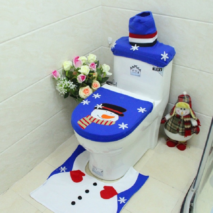 

3 PCS Embroidered Christmas Snowman Toilet Set Christmas Home Decoration(2248 Snowman)